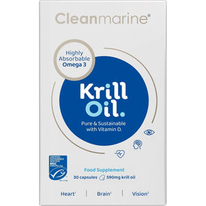 Cleanmarine Krill Oil – Packed with EPA & DHA – Omega 3 with Added Astaxanthin and Choline – Vitamin D – Heart, Eye & Brain Health – Joint & Immune Support - 30 Capsules