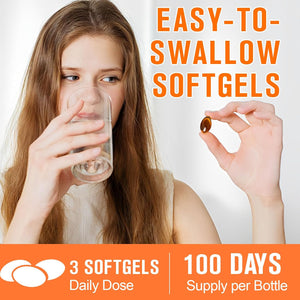 Pumpkin Seed Oil Capsules, 300 Softgels of Pumpkins Seed Oil Supports Hair Body Skin, Cold-Pressed High Strength Supplement No Additives