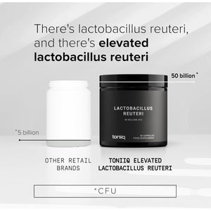 Toniiq 50 Billion CFU Lactobacillus Reuteri Probiotic 50Mg per Serving - L Reuteri Probiotics - Highest CFU Count Lactobacillus Reuteri Probiotic - 60 Vegetarian Capsules - 60 Servings