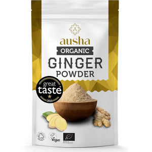 Ausha Organic GINGER POWDER 250G - UK Certified Orgainic by Soil Association -1* GREAT TASTE AWARD 2023 -Use in Ginger Shot, Cooking - Immunity, Digestion - Ground Ginger Root Tea