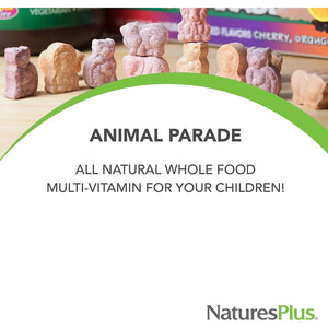 Naturesplus Animal Parade Gold Liquid Multivitamin - Plant Based Kids' Vitamin and Mineral Complex, Natural Tropical Berry Flavour - Gluten Free, Vegetarian - 480Ml