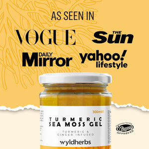 Wyld Herbs All-Natural Turmeric & Ginger Infused Sea Moss Gel | 100% Wildcrafted Sea Moss | Superfood Rich in Minerals, Proteins & Vitamins - Vegan & Gluten Free 300ML