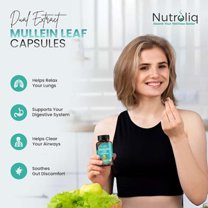 Nutroliq Mullein Leaf 50:1 Extract - Vegan, Non-Gmo Digestive Wellness & Sleep Support Supplement, 450Mg per Capsule, 60 Capsules (2-Month Supply)