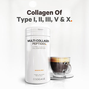 Codeage Multi Collagen Protein Powder Peptides, 2-Month Supply, Hydrolyzed, Type I, II, III, V, X Grass Fed All in One Super Bone Broth Collagen Supplement, Non-Gmo, 567 Grams