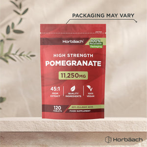 Pomegranate Extract 11,250Mg | 120 Tablets (4 Month Supply) | High Strength Vegan Supplement with 100Mg of Ellagic Acid | 45:1 Extract Formula | by Horbaach