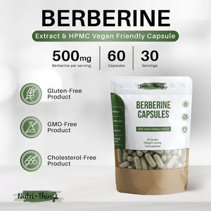 Berberine 500Mg Supplement - 2 Pack - Optimal Wellness Support, Super Antioxidant for Immunity, Two-Month Supply for Daily Wellness, Immune System & Gut Health Boost, Blood Sugar & Cholesterol Control