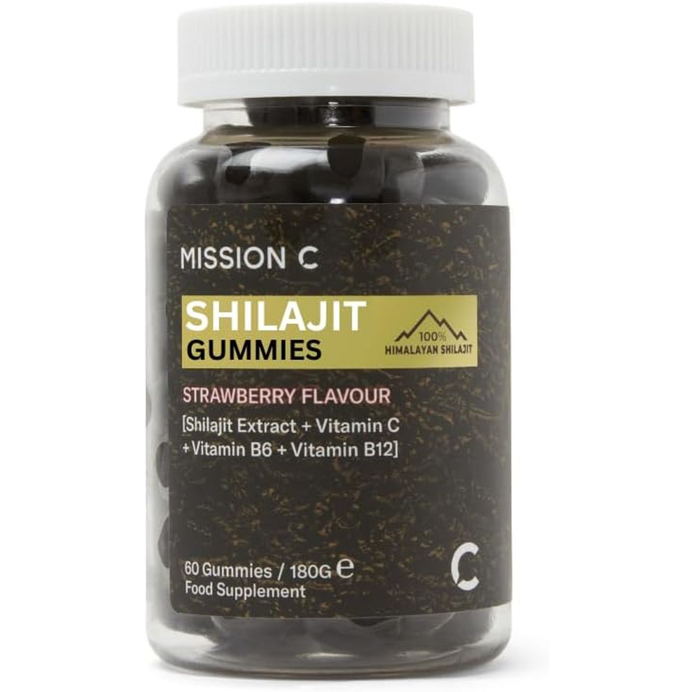 Shilajit Gummies - Pure, Himalayan - 14000 Mg per Serving - High Grade - with Added Vitamin C, B6 and B12, Contains 85 Minerals, Immune System & Vitality Booster, Vegan - Lab Tested - Mission C