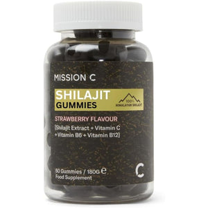 Shilajit Gummies - Pure, Himalayan - 14000 Mg per Serving - High Grade - with Added Vitamin C, B6 and B12, Contains 85 Minerals, Immune System & Vitality Booster, Vegan - Lab Tested - Mission C