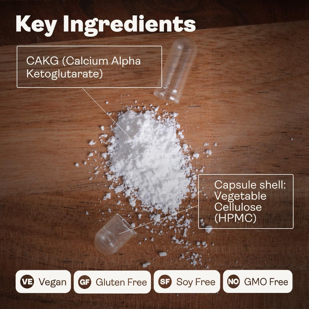 Youth & Earth Calcium AKG Supplement | High Strength Ca-Akg Supplement for Cellular Energy & Strong Bones | 60 Vegan Capsules of 500Mg Calcium Alpha-Ketoglutarate per Serving