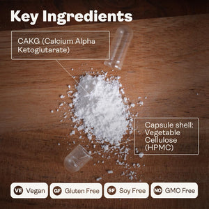 Youth & Earth Calcium AKG Supplement | High Strength Ca-Akg Supplement for Cellular Energy & Strong Bones | 60 Vegan Capsules of 500Mg Calcium Alpha-Ketoglutarate per Serving