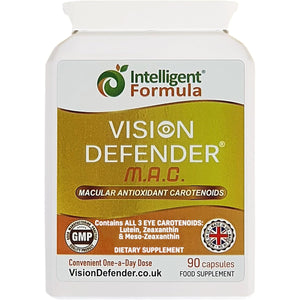 Vision Defender MAC Eye Vitamins Supplement – Triple Antioxidant Carotenoids: Lutein, Zeaxanthin & Meso-Zeaxanthin – Vision & Eye Health Support – 90 Capsules – Made in UK