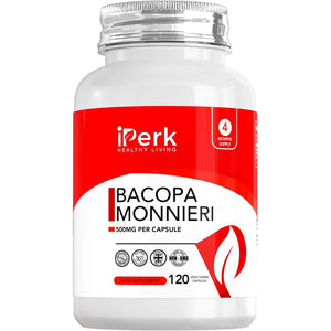 Bacopa Monnieri 500Mg High Strength 120 Vegan Capsules Brahmi Extract Manufactured in ISO Lisenced Facilities Non - GMO, Dairy Free, Allergen Free & Gluten Free