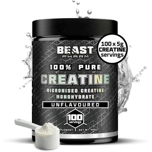 Beast | Creatine Monohydrate Powder 100 Servings (500G) 100% Pure Micronised Creatine Powder | Unflavoured