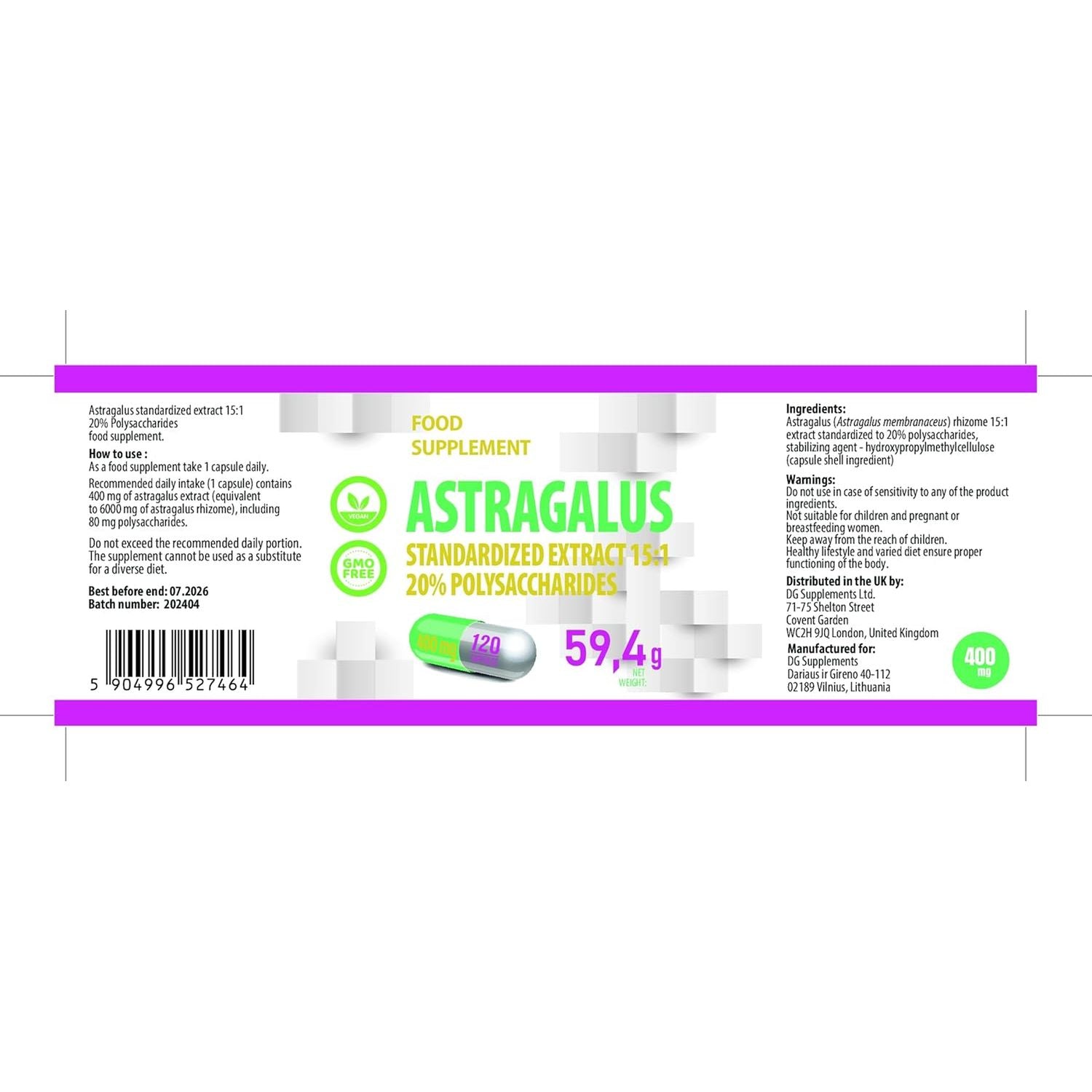 Hepatica Astragalus 6,000Mg | 15:1 Extract (400Mg) | 120 Vegan Capsules | 20% Polysaccharides | High Strength Immune & Energy Support | 3Rd Party Lab Tested