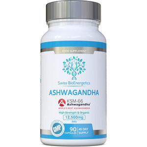 Ashwagandha KSM-66 : 12,500Mg Daily Super High Strength Ashwagandha - 5% Withanolides - Equivalent 1000Mg Extract - No Artificial Fillers or Binders - Organic Withania Somnifera Root - UK Made
