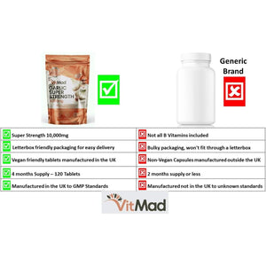 Garlic Extract 10,000Mg - 120 Tablets - High Strength - Heart Health Vegan