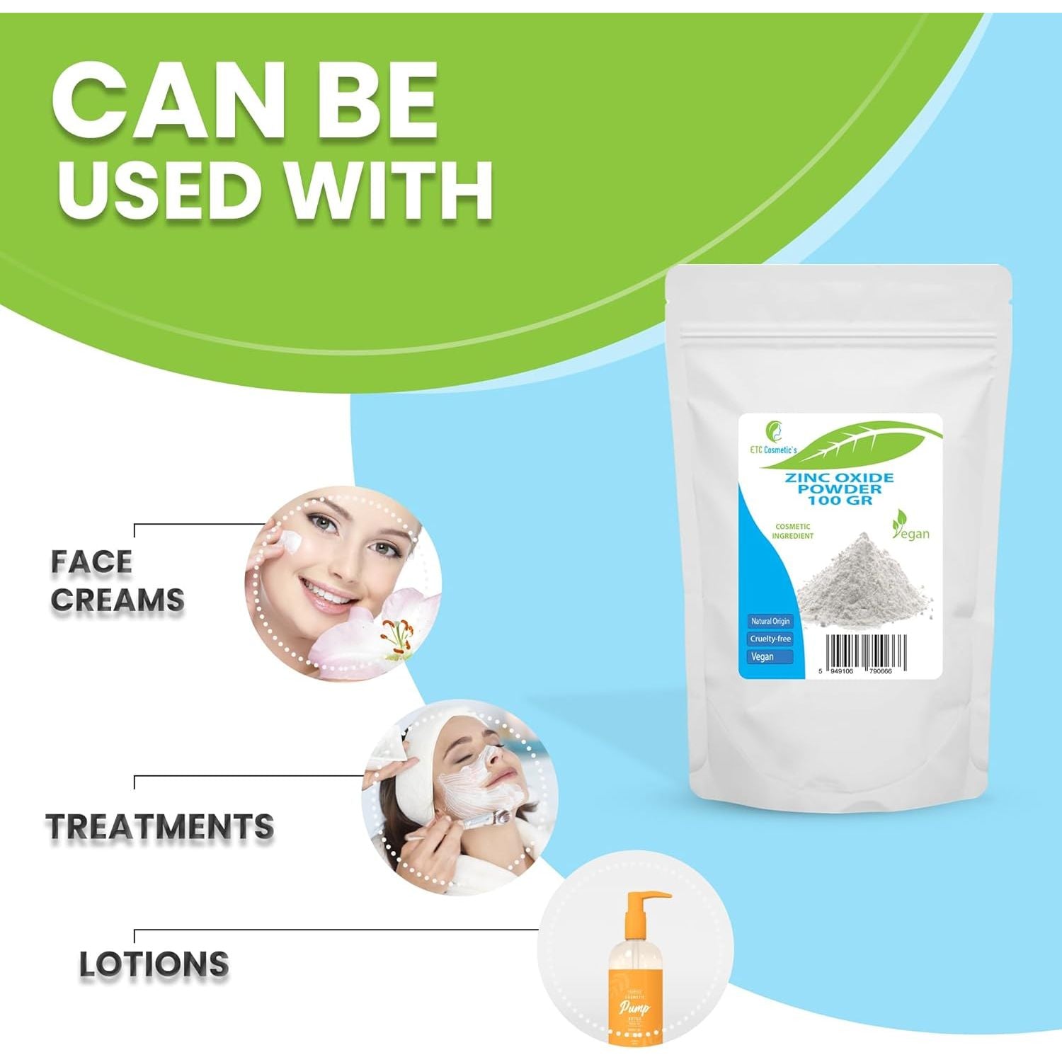 Zinc Oxide Powder - 100 Gr - Cosmetic Ingredient, High Purity Material, Non-Nano