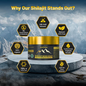 Ayurvindea Pure Shilajit Resin 30G – Himalayan Shilajit with 24K Gold and Ashwagandha – Rich in Minerals and Fulvic Acid – Natural Support for Energy, Strength & Vitality – 60 Day Supply – Vegan