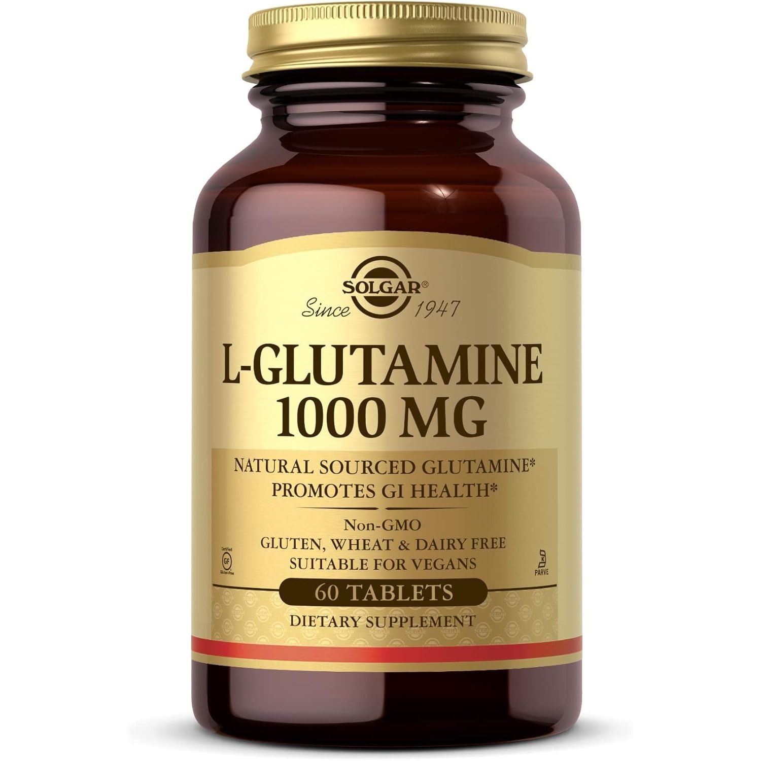 Solgar L-Glutamine 1000 Mg Tablets - Pack of 60 - Supports Muscle Function - for Active Lifestyles - Great Addition to Whey Powder - Vegan