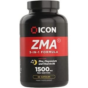 ICON Nutrition ZMA Supplement - 1500Mg per Serving, Sleep Vitamin Supplement, 3-In-1 Formula, Better Sleep Performance, Muscle Strength, Zinc, Magnesium and Vitamin B6-90 Tablets (1 Month Supply)
