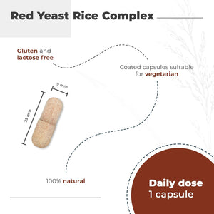 RED Yeast Rice Complex - Cholesterol Lowering Supplement - Monacolin K 2,9Mg & Q10 30Mg - Red Yeast Extract Gluten Free - 90 Vegan Capsules Nutralie