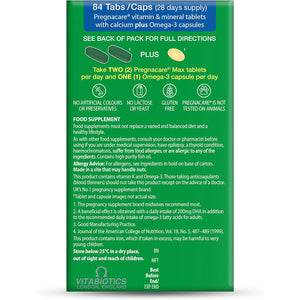 Pregnacare MAX Pregnancy Vitamins - Uk'S No.1 Pregnancy Brand. Greater Prenatal Care for Women, Supplement with Added Omega-3 DHA for Normal Brain and Eye Development, Vitabiotics
