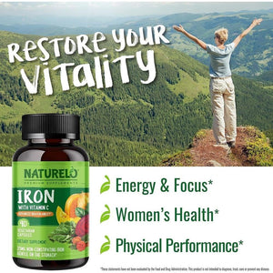Iron Supplement with Vitamin C & Whole Food Blend – Gentle Iron Capsules for Women & Men – Supports Energy, Pregnancy, Anemia & Vegan Diets – 90 Mini Capsules (3-Month Supply)