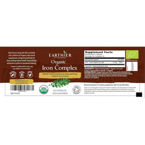 Earthier Organic Iron Whole Food Sourced & Certified by Soil Association 60 Capsules Vegan