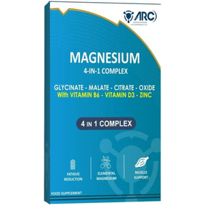 Magnesium Glycinate 4 in 1 Complex with Vitamin B6 + D3 + Zinc | High Strength 28 Vegetarian Capsules | Magnesium Supplement with Bisglycinate + Malate + Oxide + Citrate