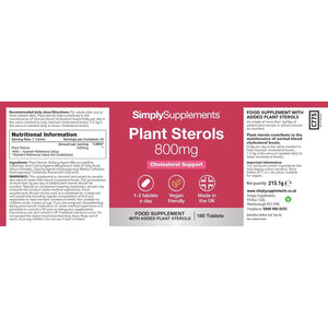 Plant Sterols 800Mg | Helps Maintain Normal Cholesterol Levels | with Beta-Sitosterol | 360 Vegan Tablets = 4 Months' Supply | Vegan & Vegetarian Friendly | Manufactured in the UK