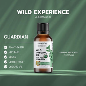 Wild Oregano Oil Organic - 100% Pure Undiluted Organic Wild Oregano Oil with 86-90% Carvacrol, Immune Support - Plant-Based, Herbal Supplement - Vegan, Non GMO, Gluten Free, 1Fl.Oz/30Ml