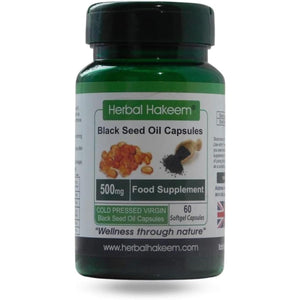 Black Seed Oil Capsules 500Mg X 60 Capsules (Made in the UK) - Cold Pressed, Nigella Sativa
