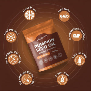 Pumpkin Seed Oil Capsules 1000Mg (3000Mg per 3 Soft Gel Serving) | 120 Capsules | Cold Pressed | Pumpkin Seed Oil for Hair, Prostate and Bladder | UK Made