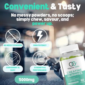 OG Creatine Monohydrate 5000Mg Max Gummies - Natural Blueberry Flavour, Vegan, Energy Boost for Athletes - Premium Pre Workout for Men & Women, Superior Absorption, Formulated by Doctors