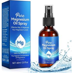 Magnesium Spray,Pure Magnesium Oil Spray,Magnesium Oil for Feet with Natural High Concentration Magnesium Easy Absortion Replenish Body'S Magnesium,Topical Glass Bottle,Gluten Free,2 Fl Oz