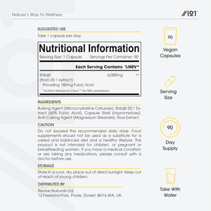 Shilajit Extract 6000Mg - 60% Fulvic Acid (180Mg) - 90 Vegan Capsules - Himilayan Shilajit Resin (3 Months Supply) - Resealable and Recyclable Pouch - by Alpha01