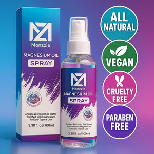 Pure Magnesium Oil Spray, 100% Natural & Paraben-Free Magnesium for Sleep, Muscle Recovery & Foot Care, Safe, Effective, Non-Gmo, Vegan & Gluten-Free Magnesium Spray Supplement, 100Ml, Topical Use