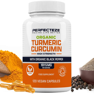 Organic Turmeric Curcumin High Strength and Organic Black Pepper 120 Veg Capsules Advanced Turmeric with Active Ingredient Curcumin Organic Vegan 120 Capsules