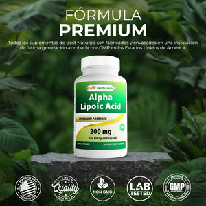 Best Naturals Alpha Lipoic Acid 200 Mg 120 Capsules