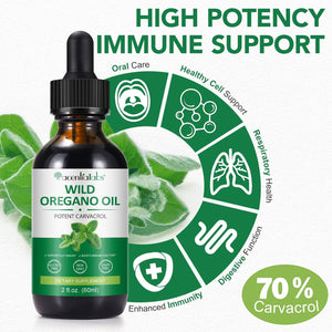 Wild Oregano Oil Drops 60Ml, Natual Organic Oreganooil Wild Mediterranean Essential Oil of Oregano Liquid Herbal Supplement for Cold, Cough, Immune Support & Gut Health | Vegan, Non-Gmo