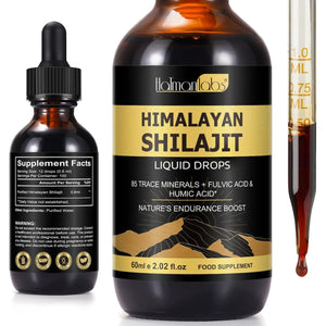 Pure Shilajit Liquid Drops, Natural Shilajit Resin Shilajit with 85+ Trace Minerals & Fulvic Acid, Strength & Stamina Booster for Men and Women