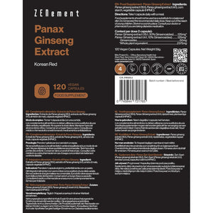 Panax Ginseng Extract – 50 Mg Ginsenosides per Capsule, 2375 Mg Whole Plant Equivalent – Vegan, No Additives, Non-Gmo – 120 Capsules – Zenement