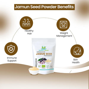 Herbal Magic'S Organic Jamun Seeds Powder Indian Black Berry Natural Dried Powder for Super Smoothie, Shake Premium Quality Powder,Free from Fillers & Preservatives