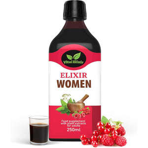 Elixir Women – Herbal Food Liquid Supplement with Hawthorn, Chamomile & Cranberry – 250Ml – Vegan, Gluten-Free, Natural Antioxidant Support