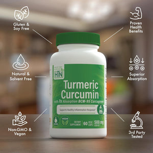 Turmeric Curcumin Complex 500Mg | as BCM-95 Curcugreen Clinically Studied | Vegan Certified | (Non-Gmo and Hypoallergenic | by Health Thru Nutrition (Pack of 60)