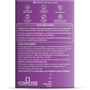 Diabetone plus with CINAFEN Complex: Cinnamon, Fenugreek and Chromium and 21 Micronutrients for Improved Blood Sugar Level and Diabetes Management, by Vitabiotics