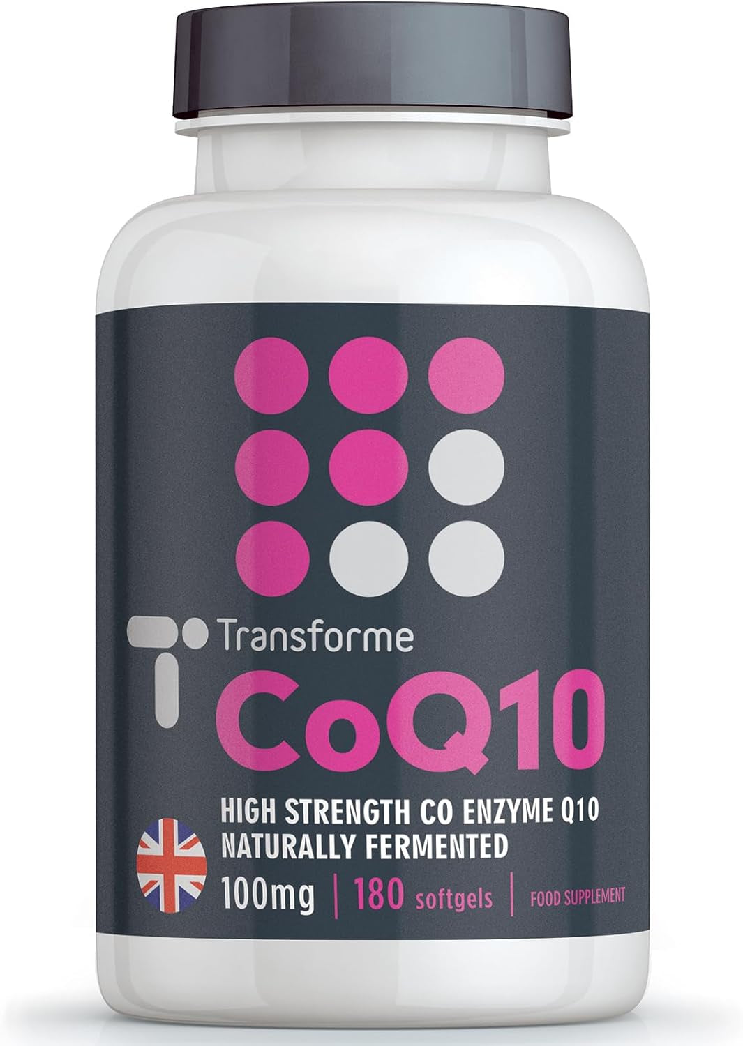 Transforme Coq10 100Mg 180 Capsules, High Absorption High Strength Coenzyme Q10 Liquid Softgels, 6 Months Supply, Naturally Fermented, UK Made