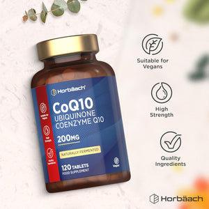 Coq10 Supplement 200Mg | 120 Vegan Tablets | High Strength Naturally Fermented Ubiquinone Coenzyme Q10 | by Horbaach