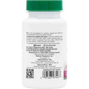 Naturesplus Herbal Actives Immune Zinc Lozenges, Cherry Flavour - Chewable Zinc and Vitamin C Tablets with Olive Leaf, Elderberry and Vitamin D3 - Vegan, Gluten Free - 60 Chewables