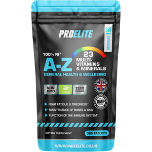 Multivitamins & Minerals - 365 Vegan Tablets - One a Day 100% RDA - 23 Essential Vitamins & Minerals in A-Z Multivitamin Tablet - Made in the UK by PROELITE